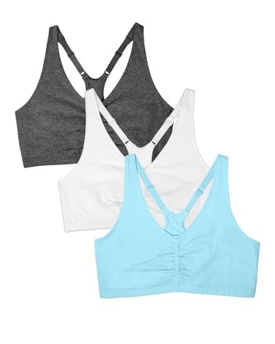Fruit of the Loom Women's Racerback Sports Bra 44, Turquoise/White/Charcoal