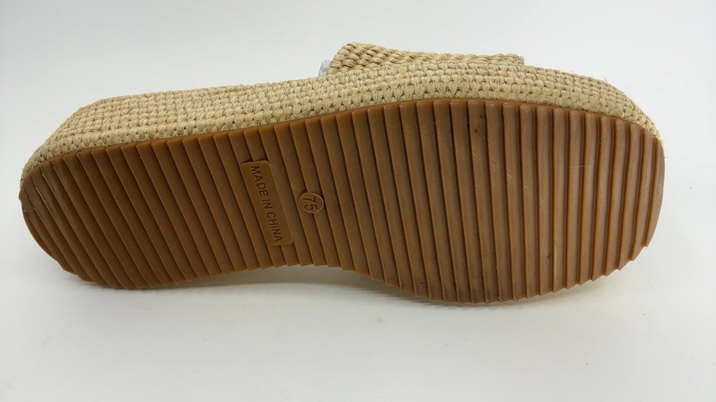 EQAUDES 7.5 Brown Platform Wedge Espadrille Sandals for Women
