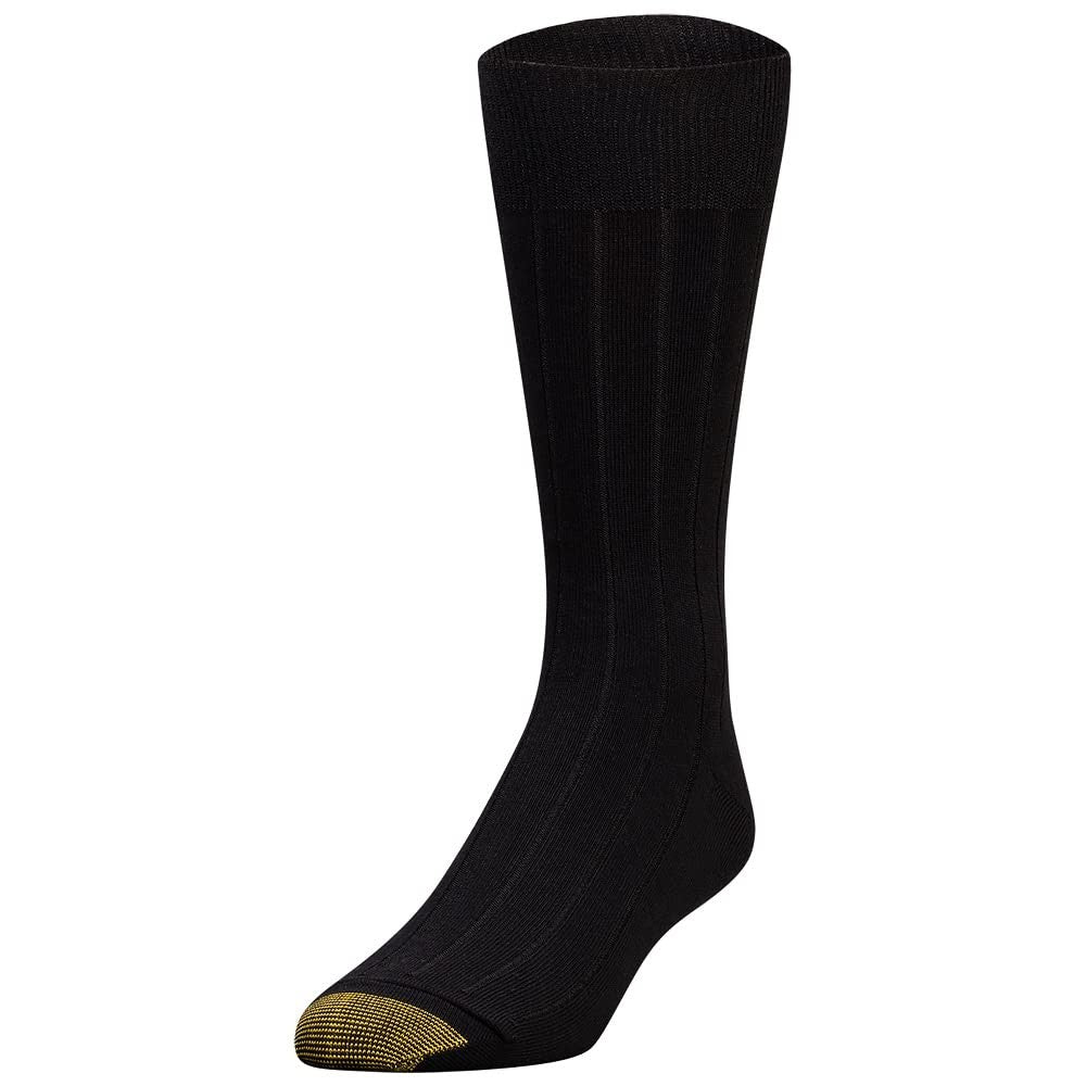 GOLDTOE Men's Hampton Crew Socks, 3-Pairs, Black, Large
