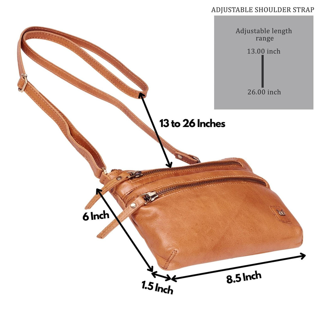 Real Leather Crossbody Bag Women Mustard Multi-Wax Sling Handbag