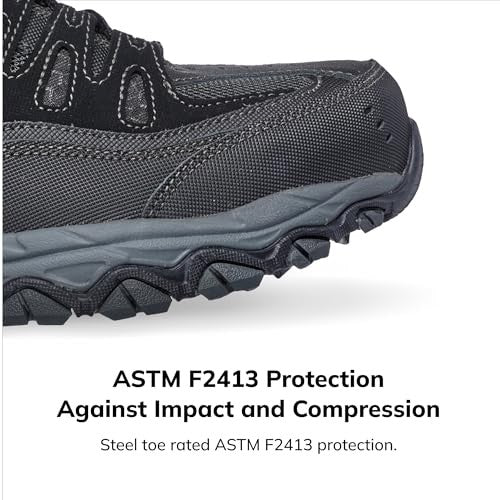 Skechers Cankton Steel Toe Work Shoe 13W Black/Charcoal Memory Foam