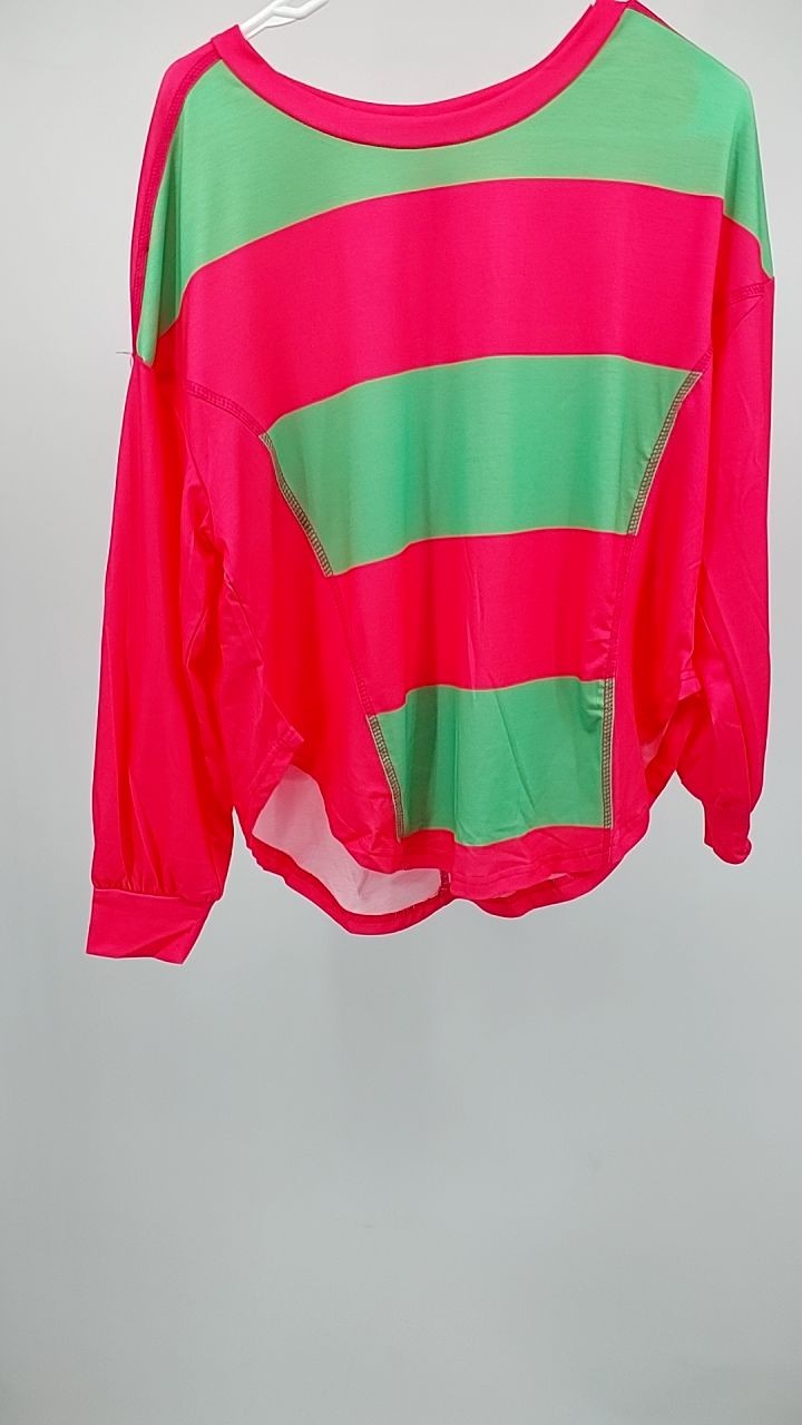 Women Colorblock Striped Drop Shoulder Sweatshirts