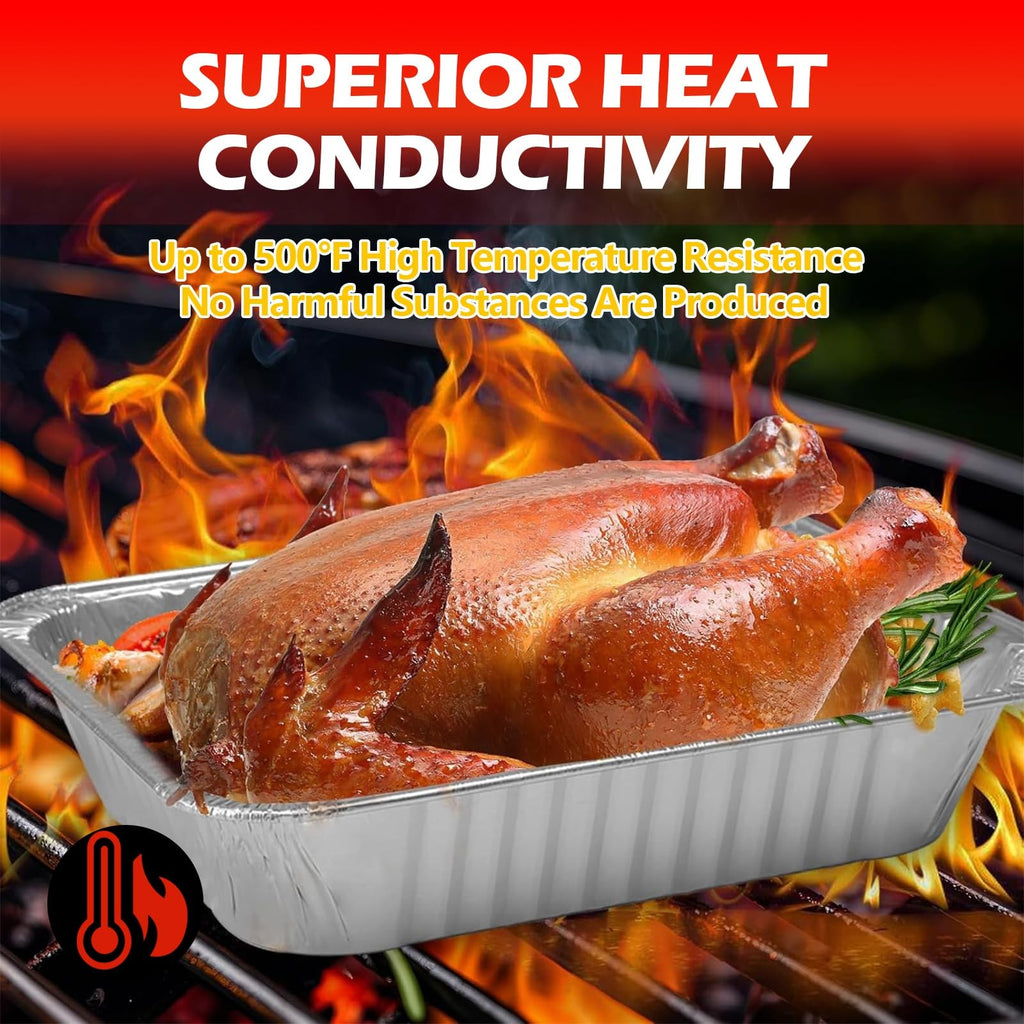 9x13 Disposable Aluminum Foil Pans - 10 Pack Heavy Duty Cooking Trays