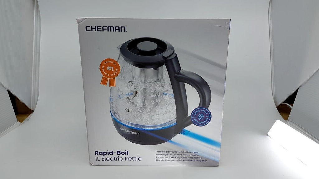 Chefman 1L Electric Kettle, Boil-Dry Protection, Stainless Steel Filter