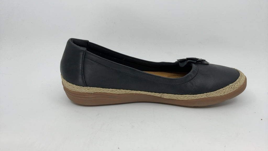 Clarks Collection Women's Elaina Jade Ballet Flat, Black Leather, 8.5 Narrow US