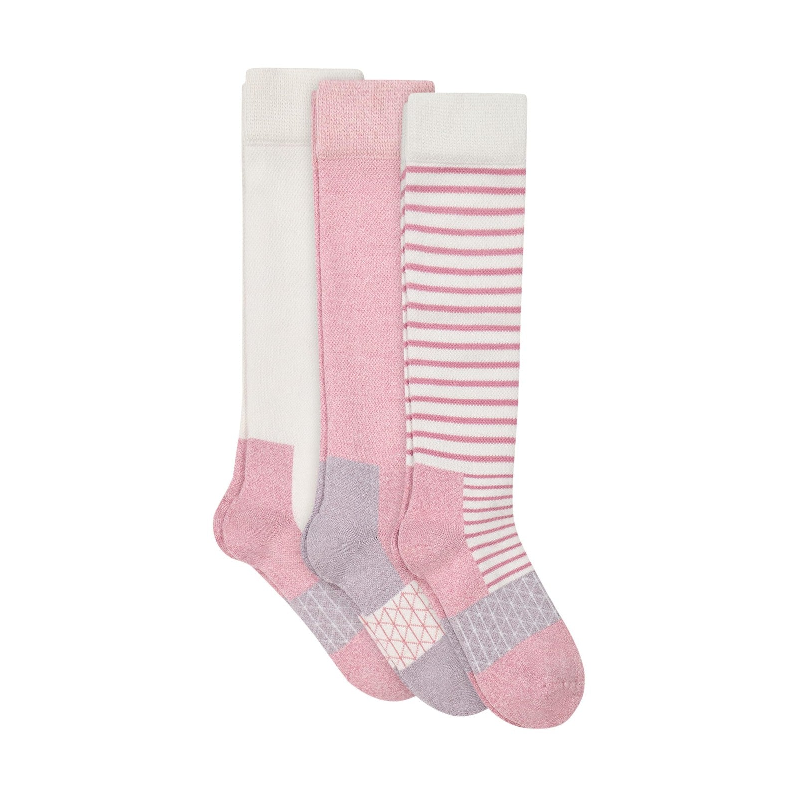 Hanes Women's 3-Pack Mild Compression Socks, Over-The-Calf, Pink/Tan/Green