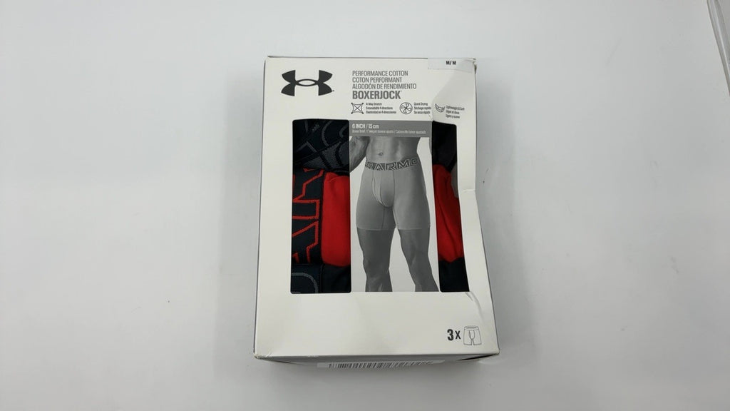 Performance Cotton Boxers 3-Pack, 6in, Castlerock Heather, Under Armour, MD