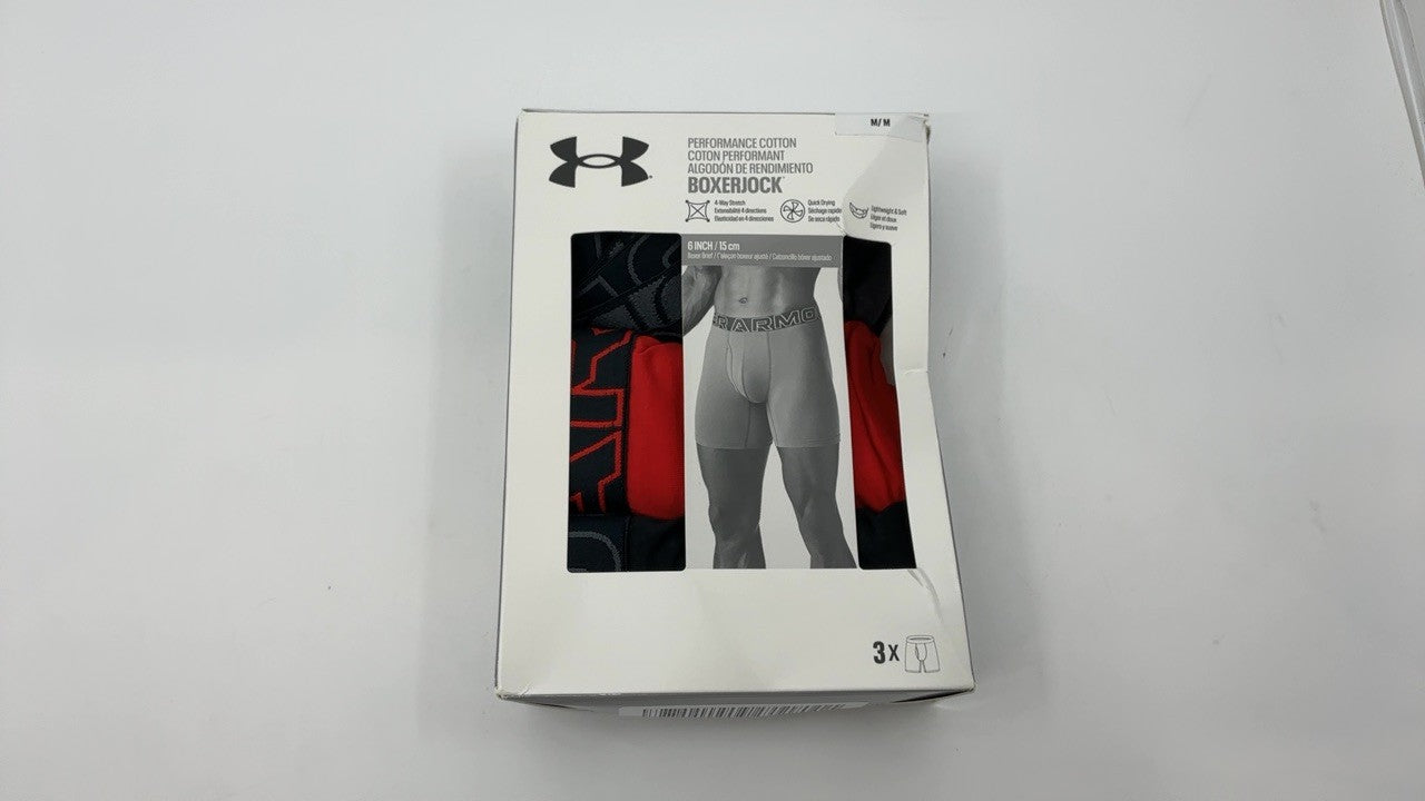 Performance Cotton Boxers 3-Pack, 6in, Castlerock Heather, Under Armour, MD