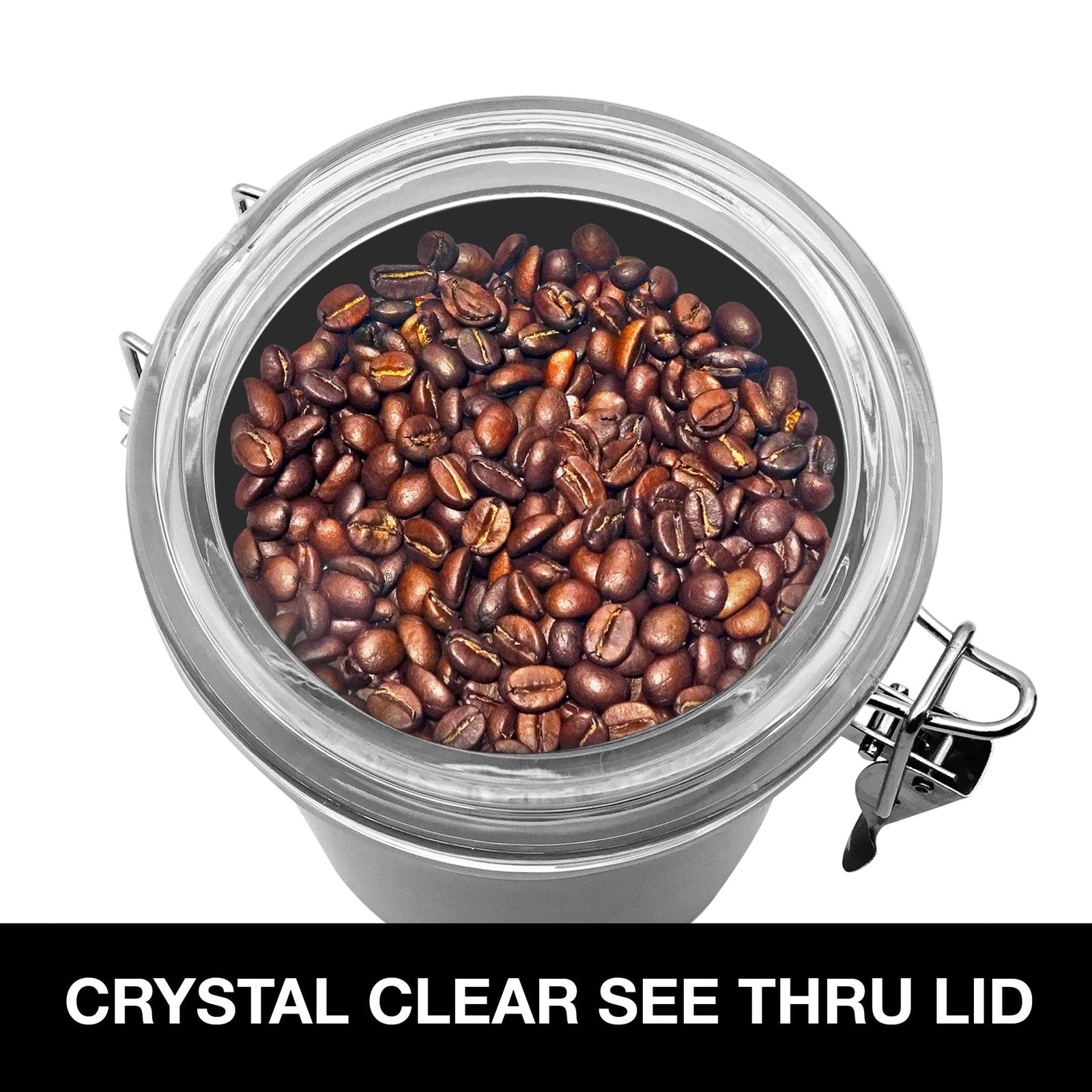 Oggi Stainless Steel Coffee Canister 62 Fl Oz Airtight Clamp Lid