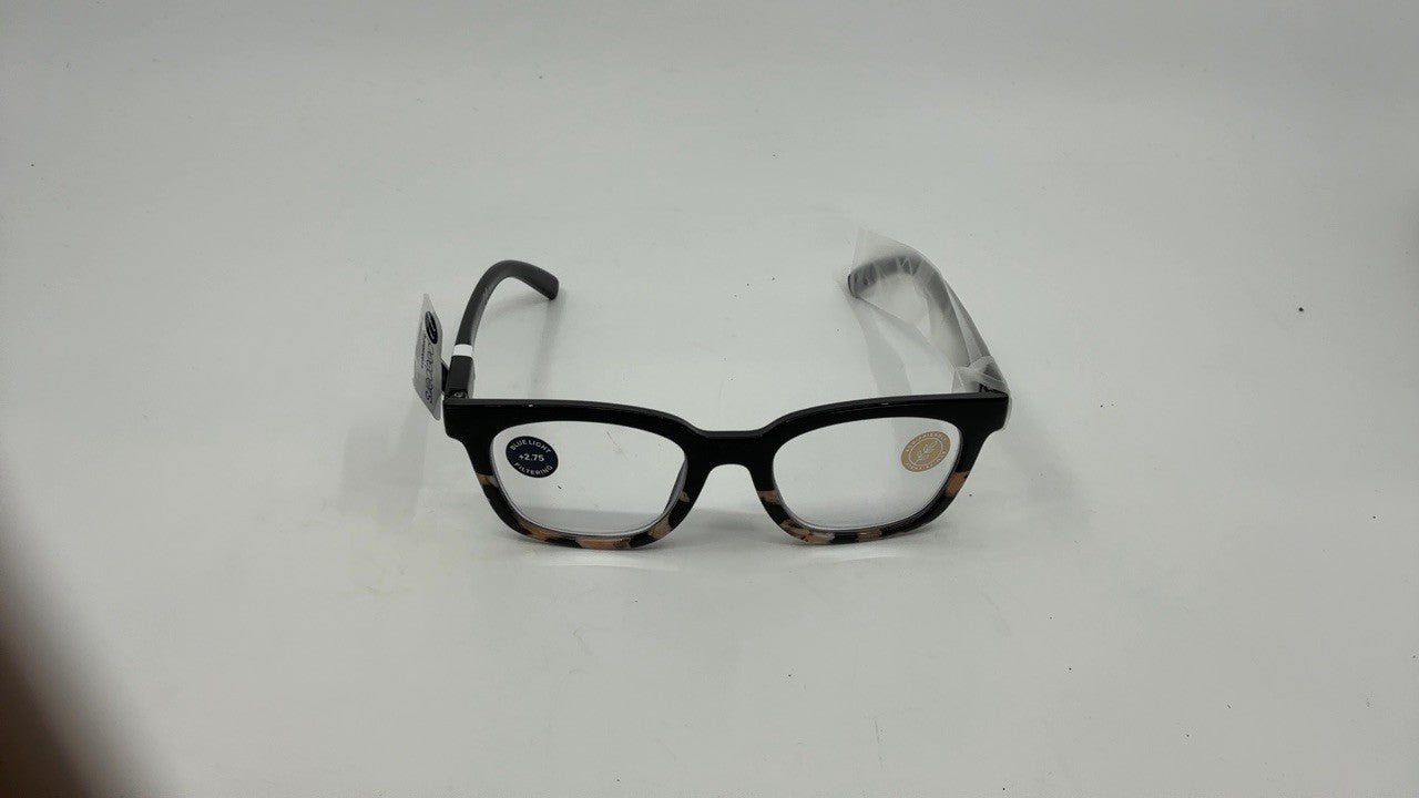Peepers Women's Square Reading Glasses Black Marble +2.75