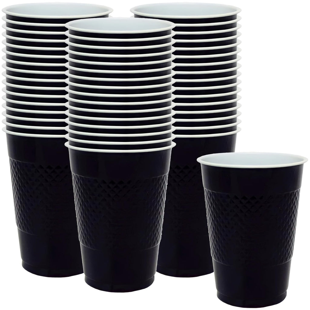 50 Count 18oz Black Plastic Cups by Hanna K - Party & Event Use
