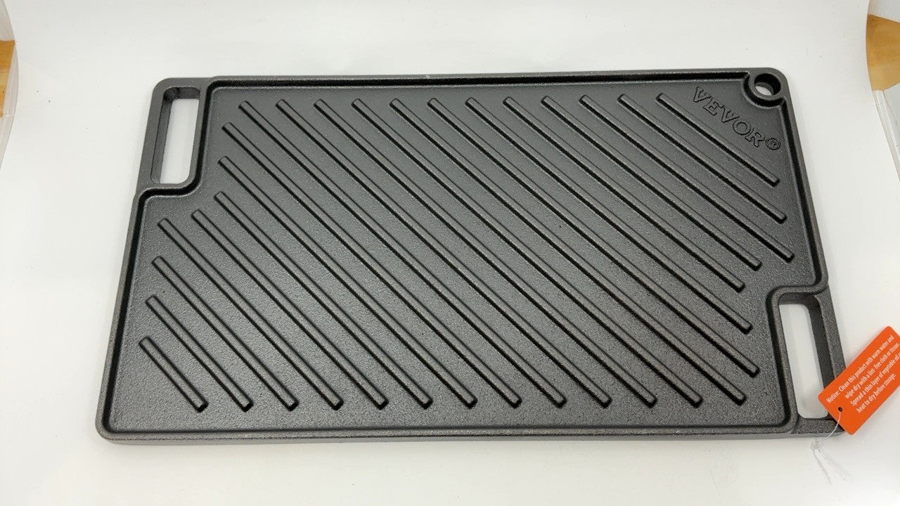 Rectangular 17x10'' Cast Iron Griddle Pan, Non-Stick, BBQ, Black