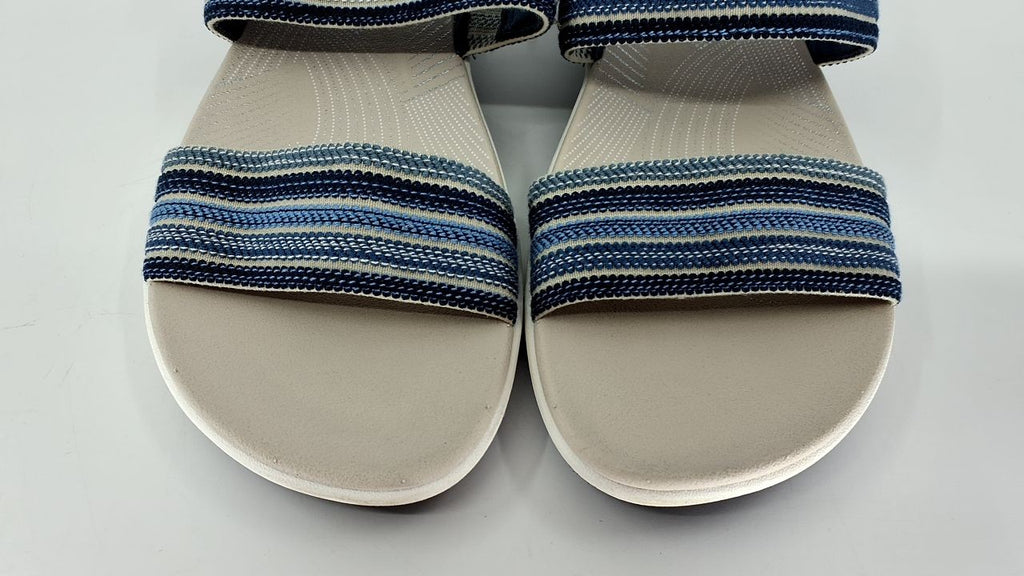 Clarks Women's Arla Stroll Flat Sandal, Blue Combi, 11