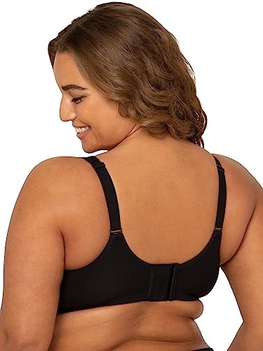 Fruit of the Loom Plus-Size Unlined Underwire Bra 46DD Black Cotton