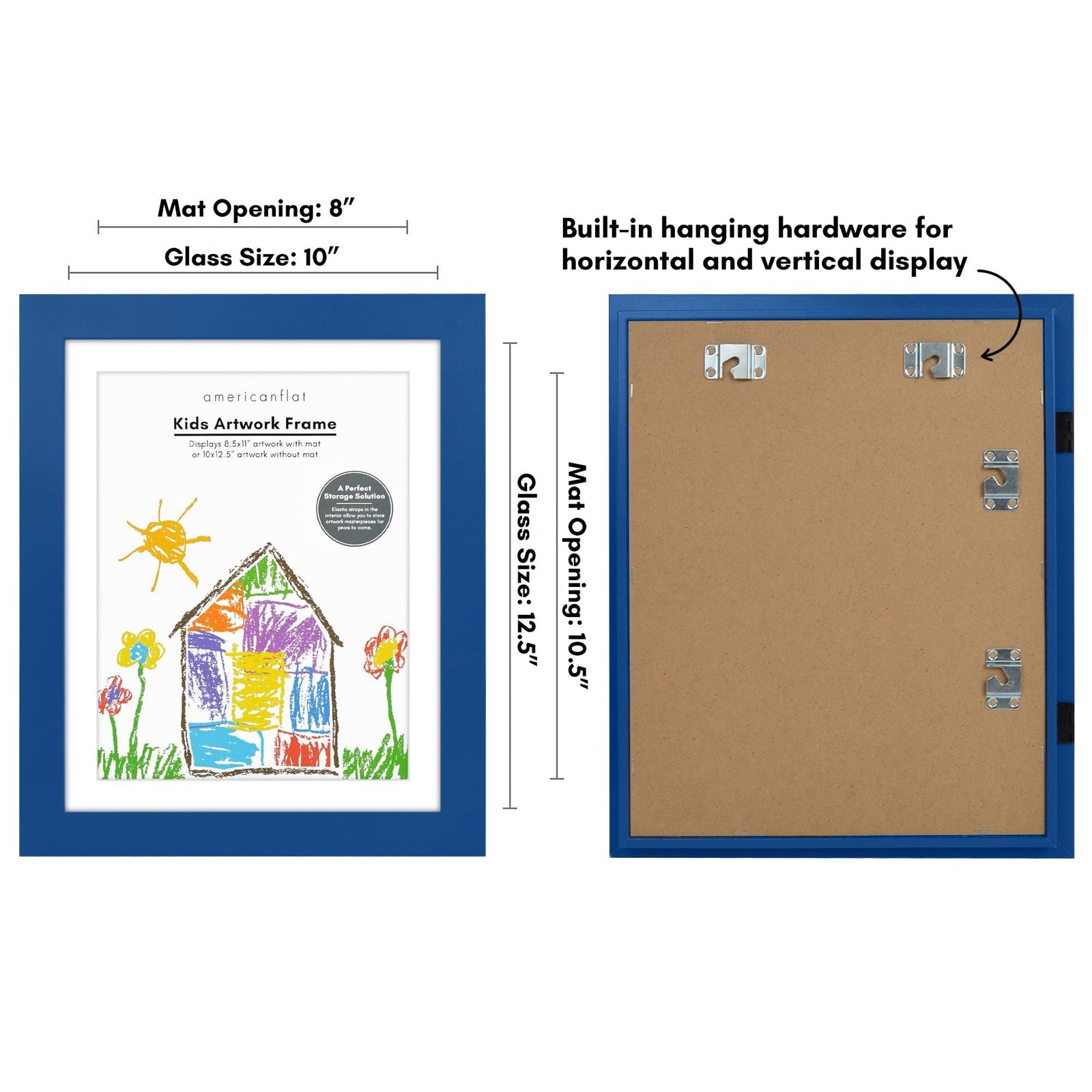 Kids Artwork Frame Changeable Sapphire Blue 8.5x11 & 10x12.5 Display