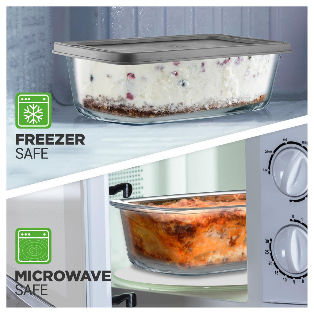 6 Piece Glass Loaf Pan Set w/ Lids - 1.9 QT/62oz - Oven & Microwave Safe
