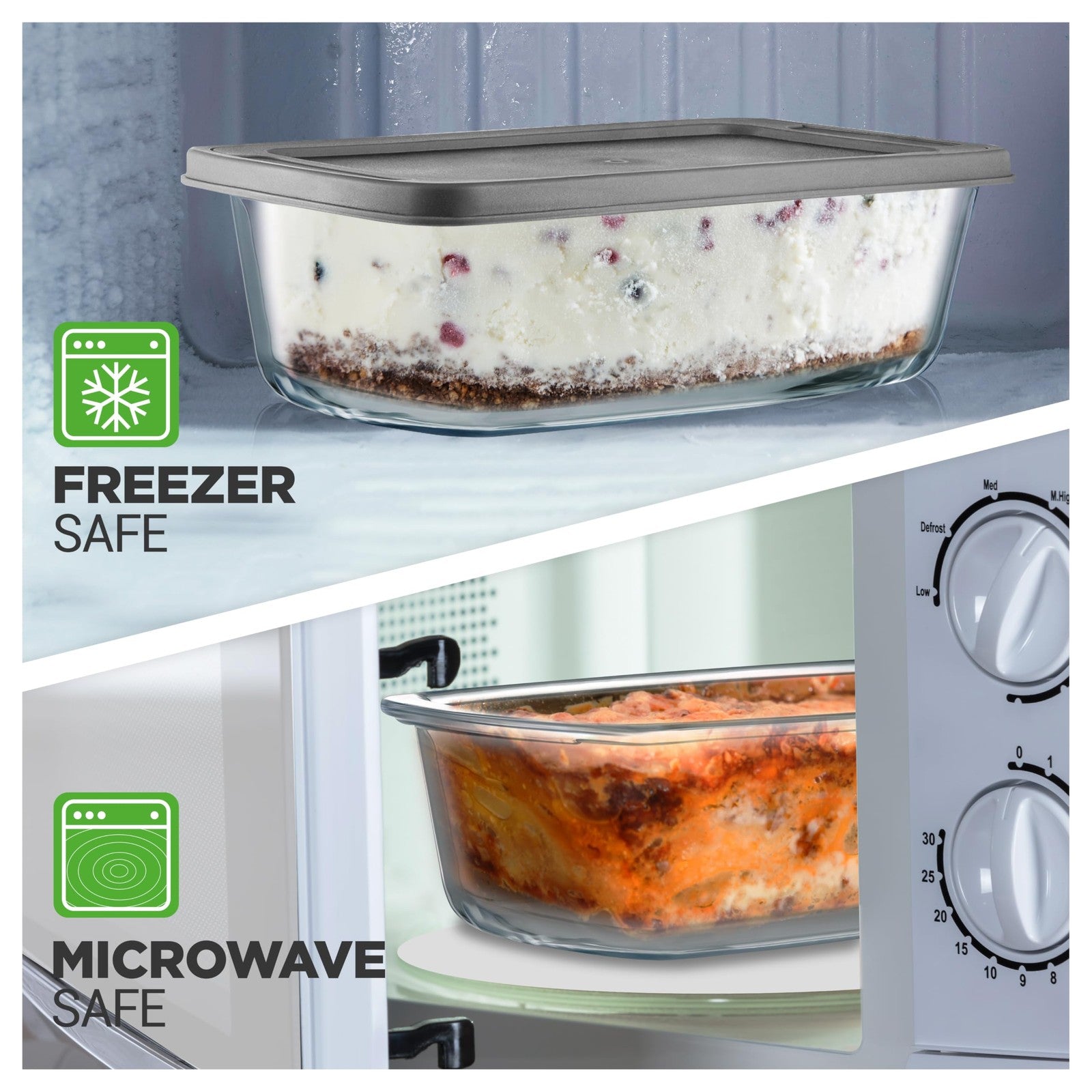 6 Piece Glass Loaf Pan Set w/ Lids - 1.9 QT/62oz - Oven & Microwave Safe