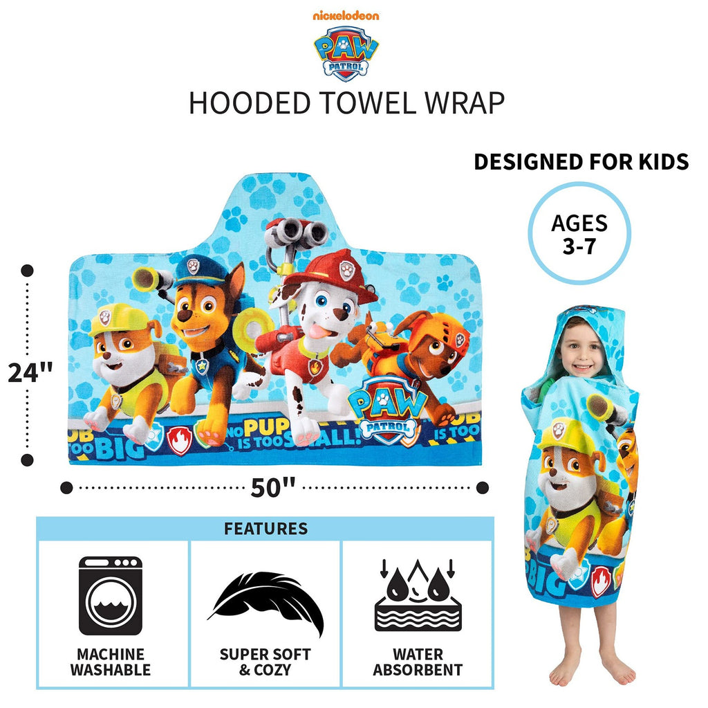 Paw Patrol Kids Bath Towel Wrap 24x50 in Blue Cotton Terry