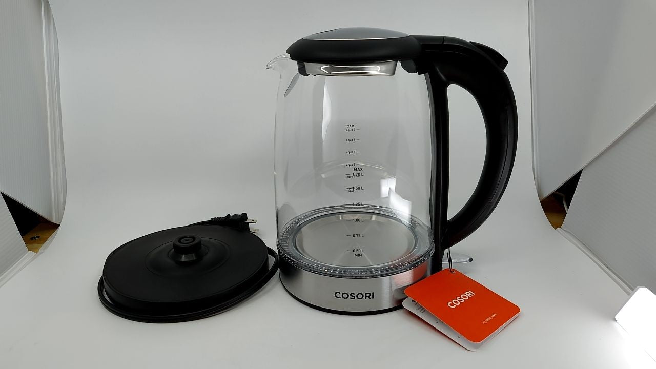 Borosilicate Glass Electric Kettle 1.7L, Black, 1500W, Auto Shut Off