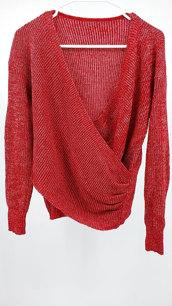 Surplice Long Sleeve Knit Top