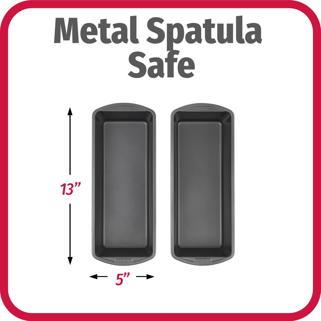 Even Heat Nonstick Steel Loaf Pans, 13 x 5 in, Gray, Set of 2