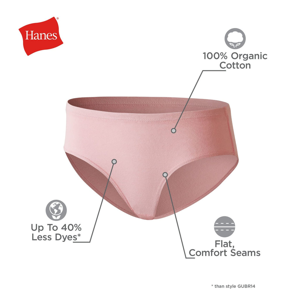Hanes Girls Ultimate Comfort Underwear Pack, 8 Organic Cotton Briefs, 10 US