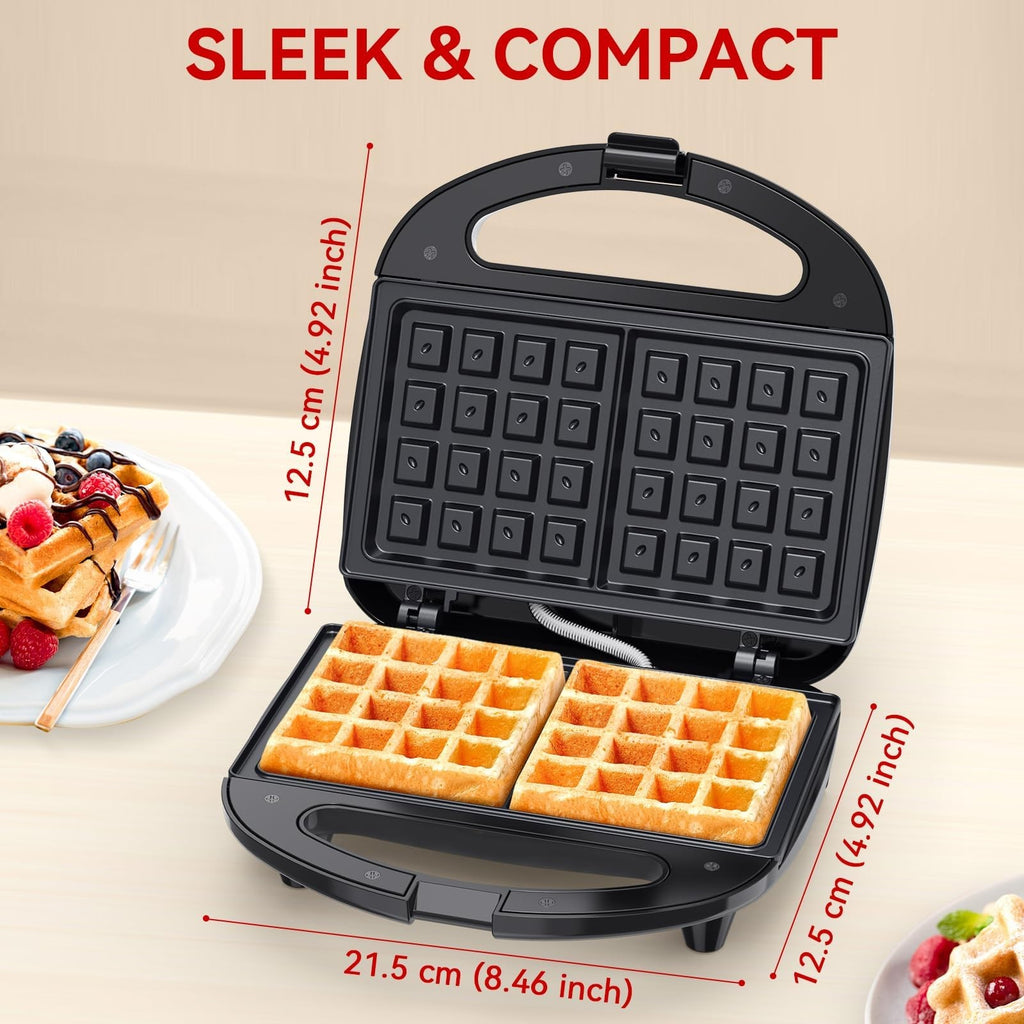 OSTBA 750W Waffle Maker 2 Slice Non-Stick Compact Design