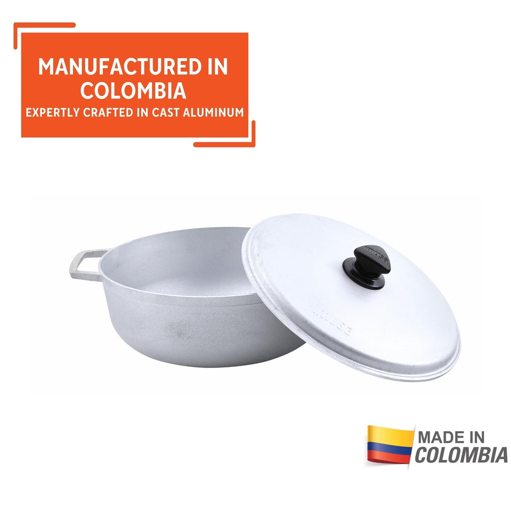 IMUSA 7.5 Qt Silver Caldero w/ Lid - Traditional Aluminum Cooking Pot