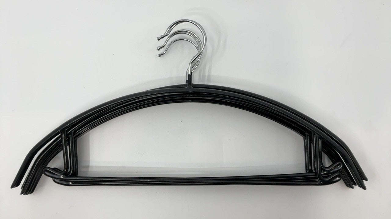 Non-Slip Rubber Coated Hangers, 16.5in Heavy Duty, Black, Set of 5