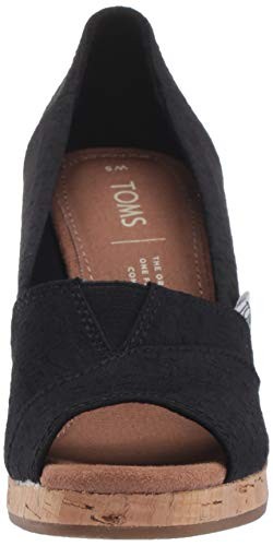 TOMS womens Classic Espadrille Wedge Sandal, Black Scattered Woven, 9.5 US