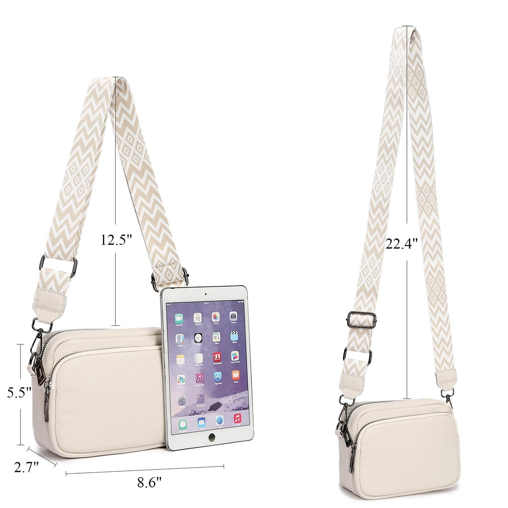 DIVCIDLC Small Crossbody Bag with Adjustable Wide Guitar Strap, Women, Black