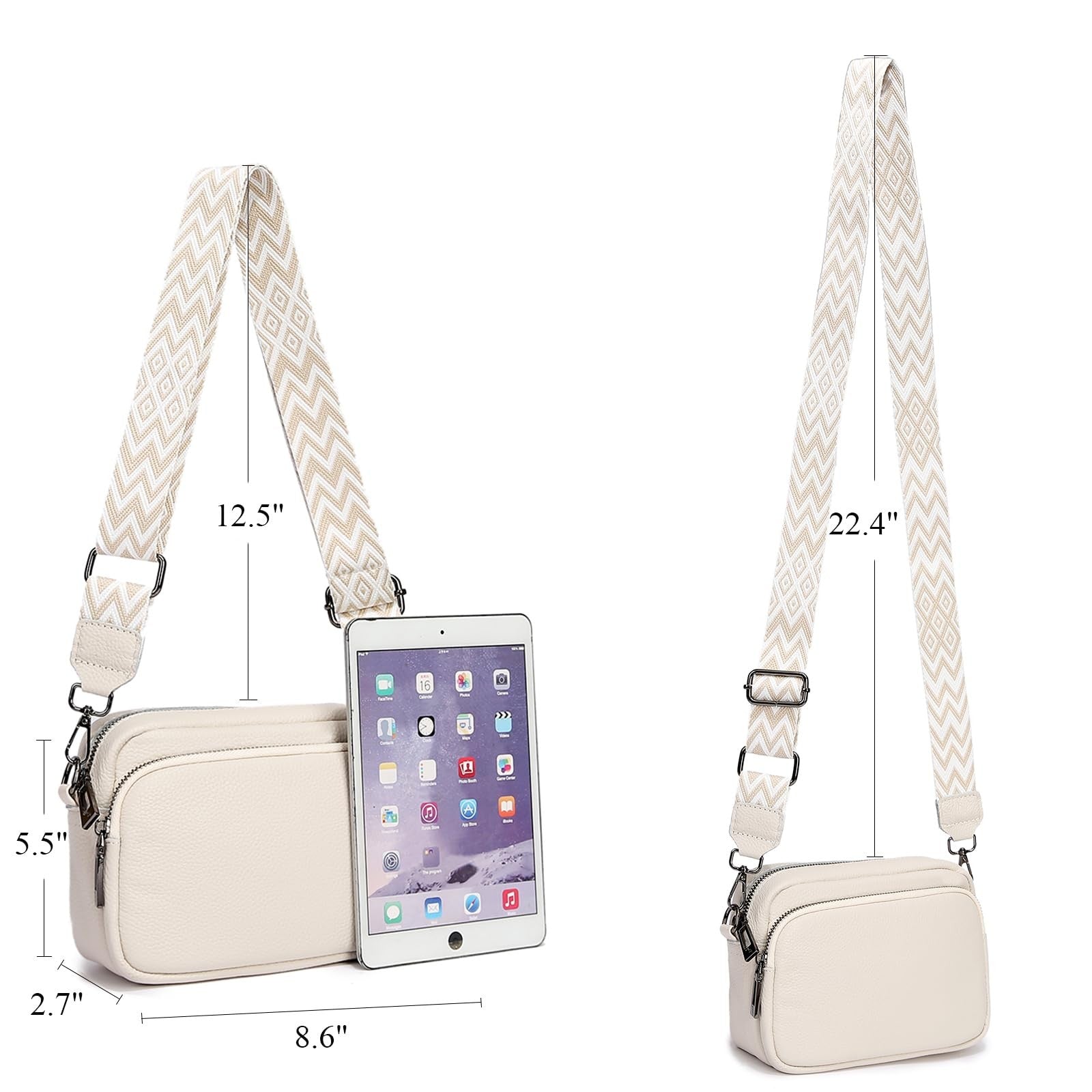 DIVCIDLC Small Crossbody Bag with Adjustable Wide Guitar Strap, Women, Black