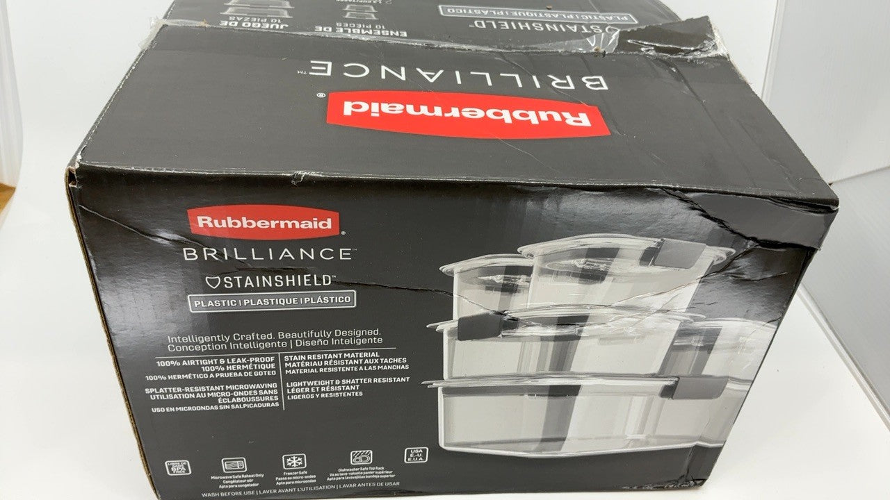 Rubbermaid Brilliance Food Storage Set of 5, BPA-Free, Leak-Proof Containers