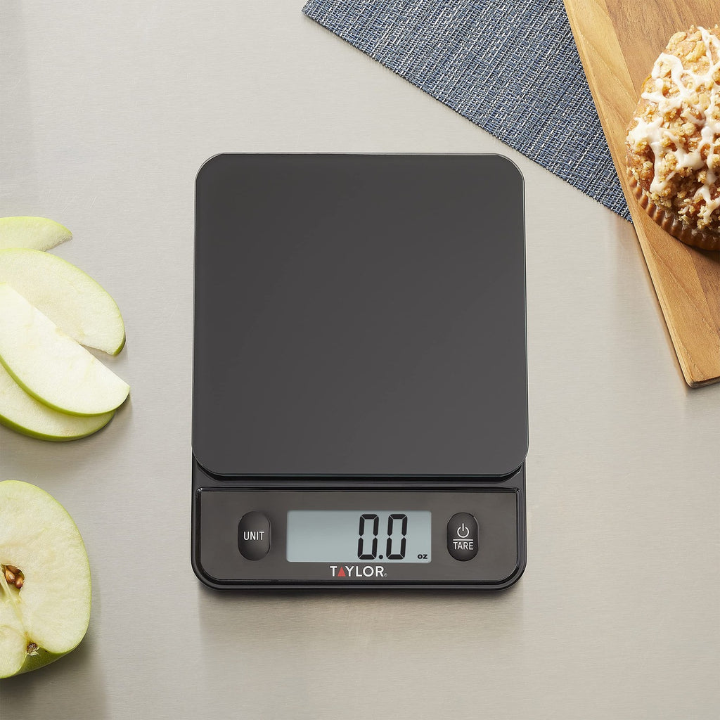 Compact Food Scale, 11 lb Capacity, Black, Touch Controls, Tare Function
