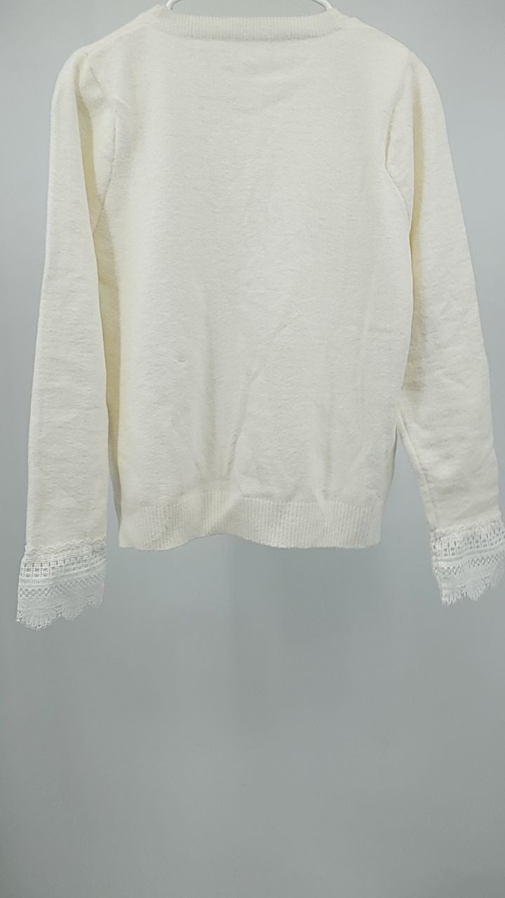 Lace Trim V-Neck Sweater