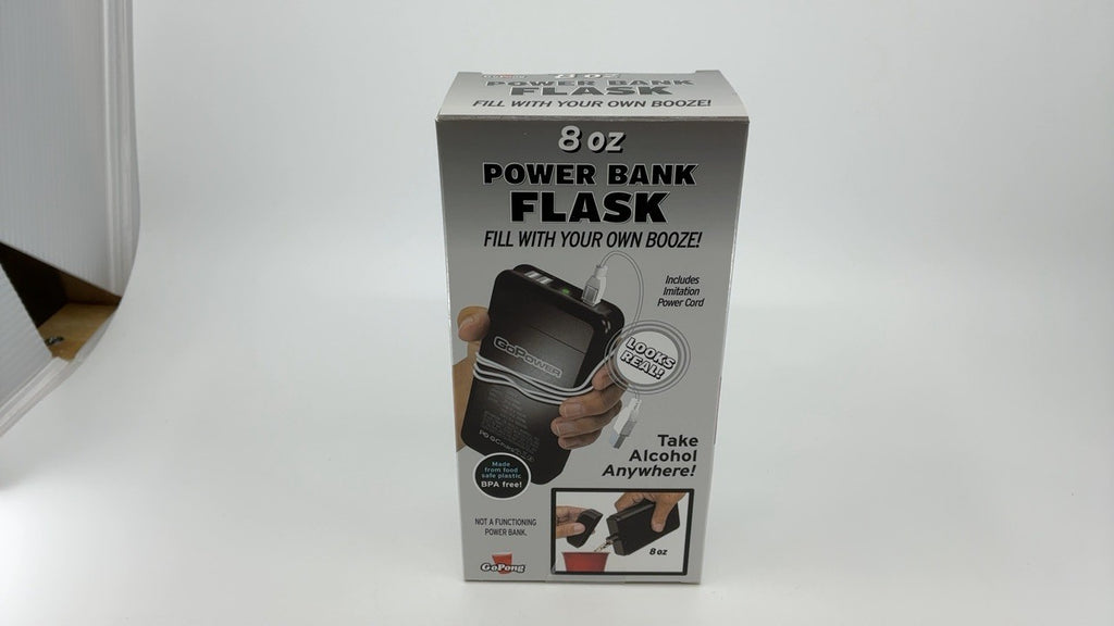 GoPong 8 oz Power Bank Flask - Hidden Alcohol Container w/ Funnel & Spout