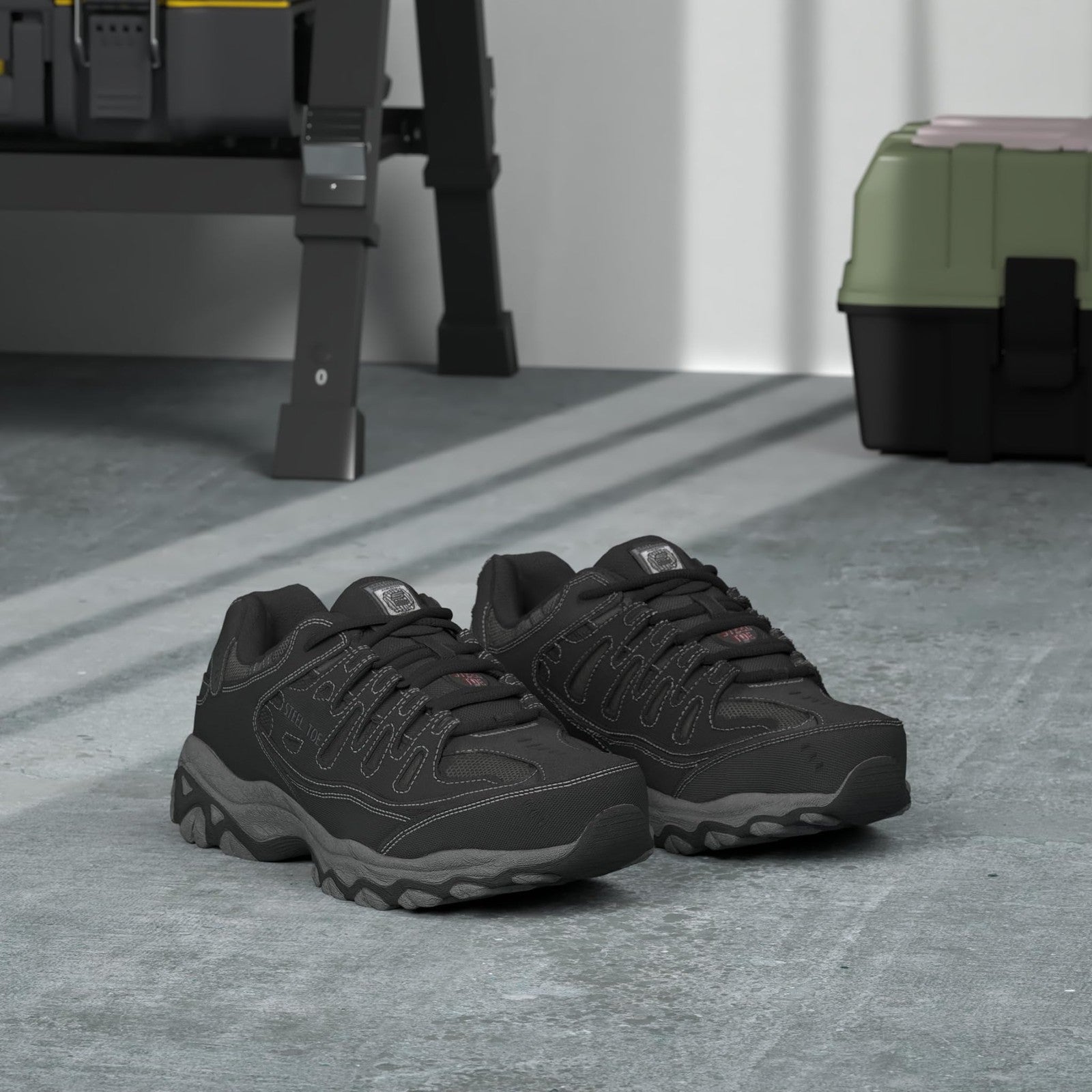 Skechers Cankton Steel Toe Work Shoe 13W Black/Charcoal Memory Foam