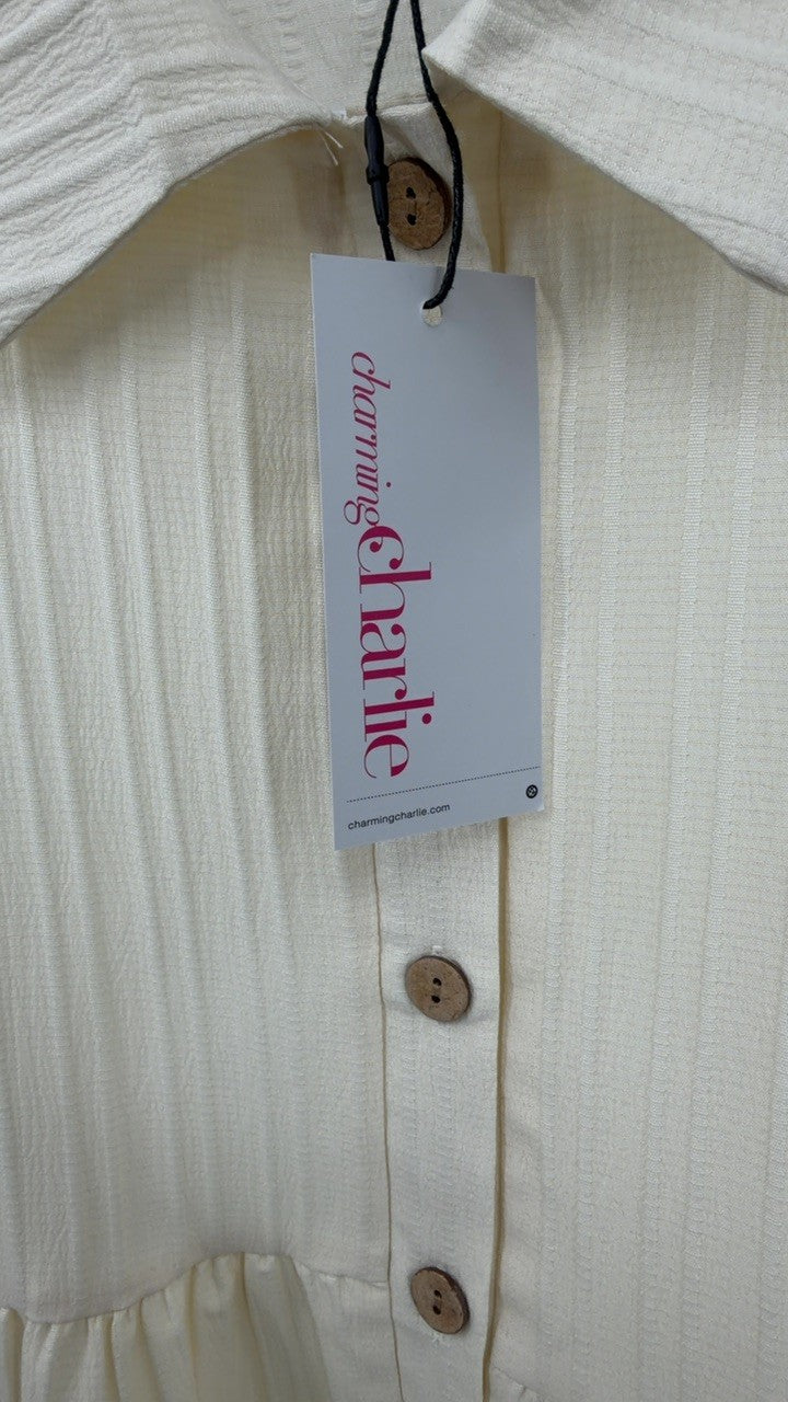 Button-Down Long Sleeve Tiered Shirt