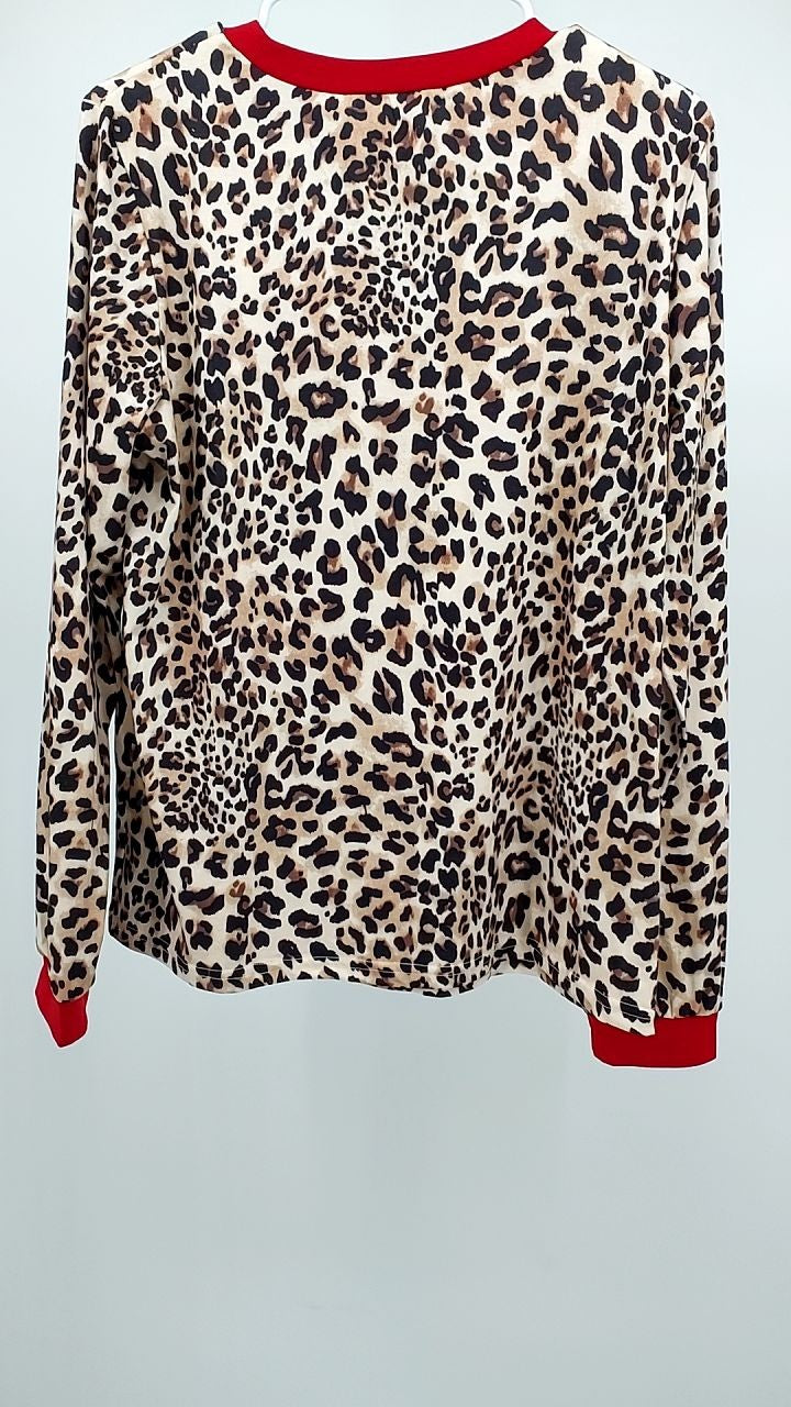 Leopard Print Long Sleeve Blouse