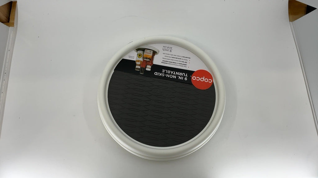 9 Inch Non-Skid Lazy Susan Turntable Set of 2 for Kitchen, White/Gray