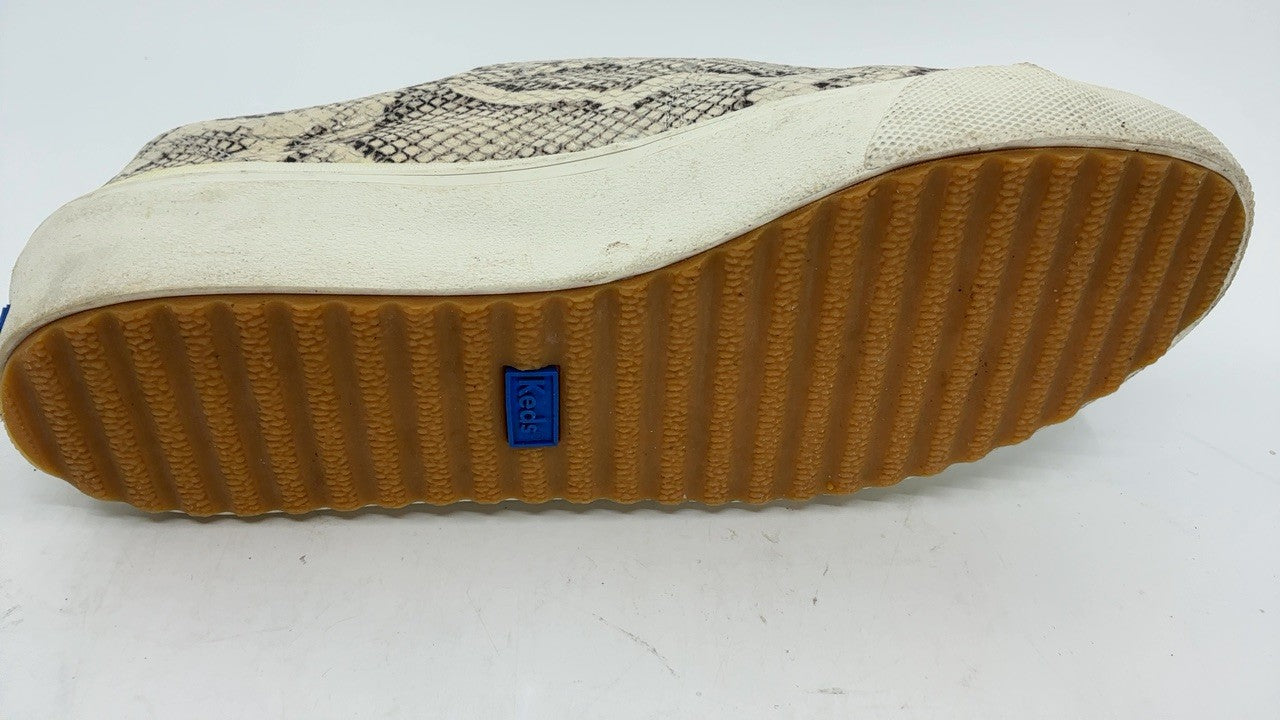 Keds Remi Slip on, Sneaker Womens, Cream Snakeskin Leather, 10 Medium