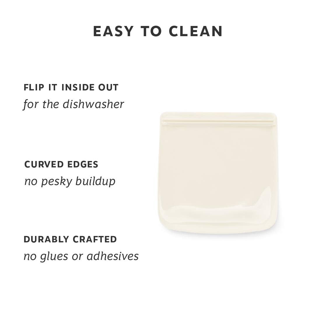 W&P Silicone Sandwich Storage Bag 34oz, Cream, Microwave & Dishwasher Safe