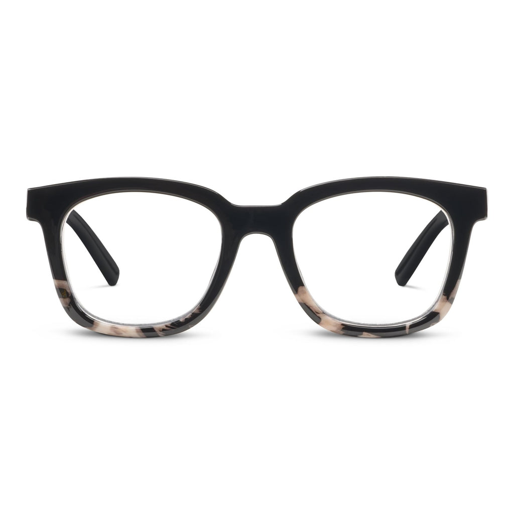 Peepers Women's Square Reading Glasses Black Marble +2.75
