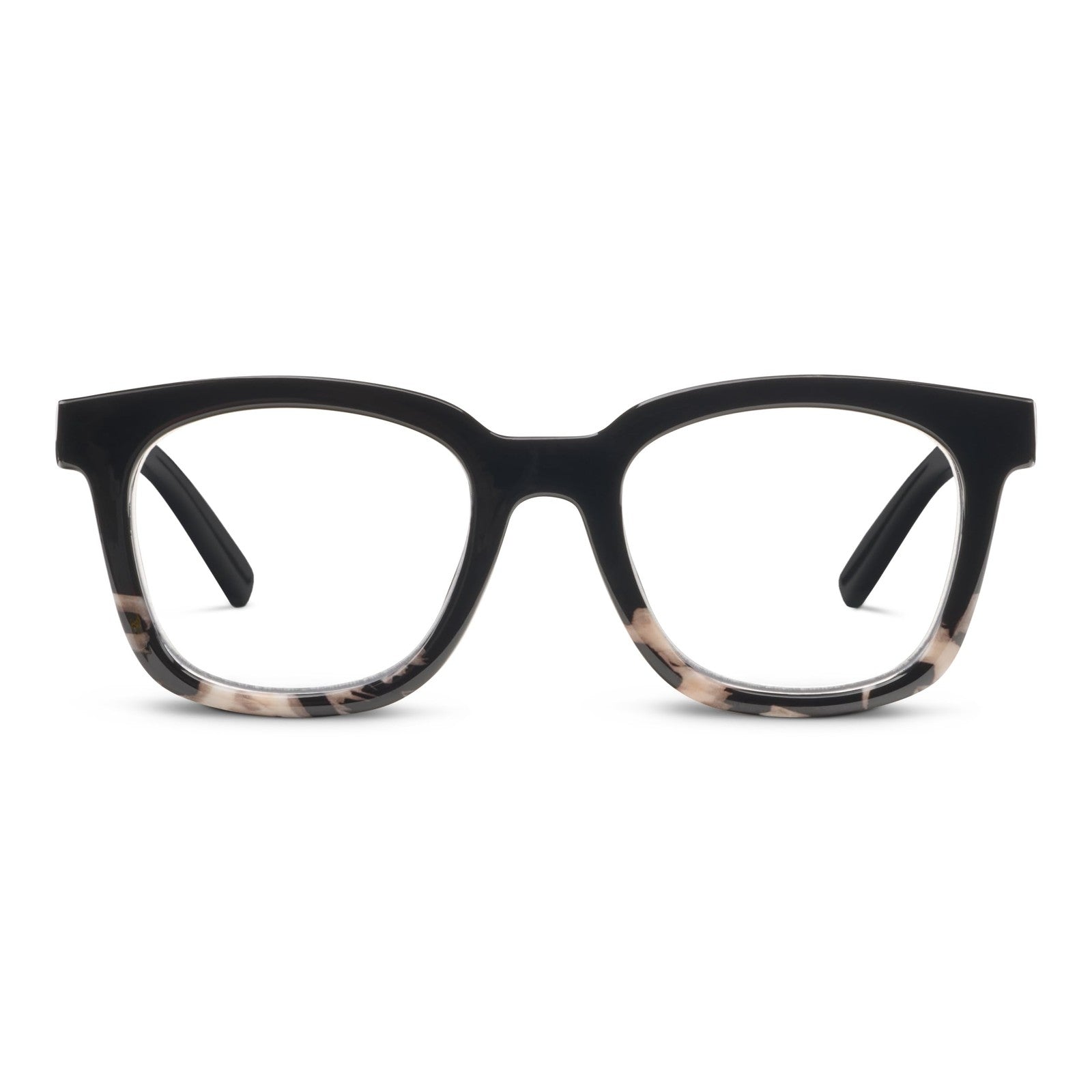 Peepers Women's Square Reading Glasses Black Marble +2.75