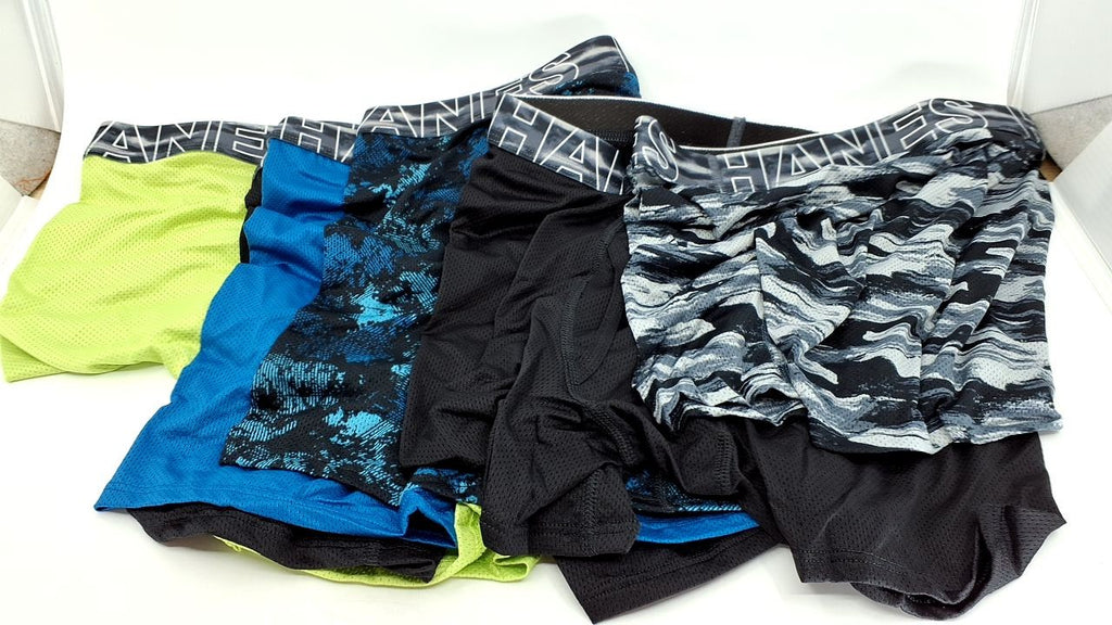 Hanes Boys' Large Boxer Briefs 6-Pack, X-Temp Mesh Underwear, Assorted, L