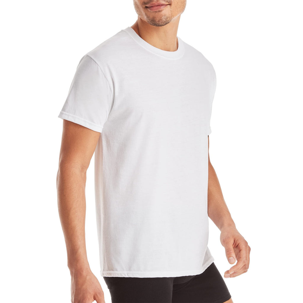 Hanes Ultimate Men's 4-Pack FreshIQ Slim Fit Crew T-Shirt, White, Large