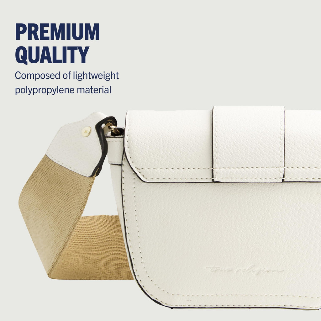 Mini Flap Crossbody Handbag for Women, True Religion, White