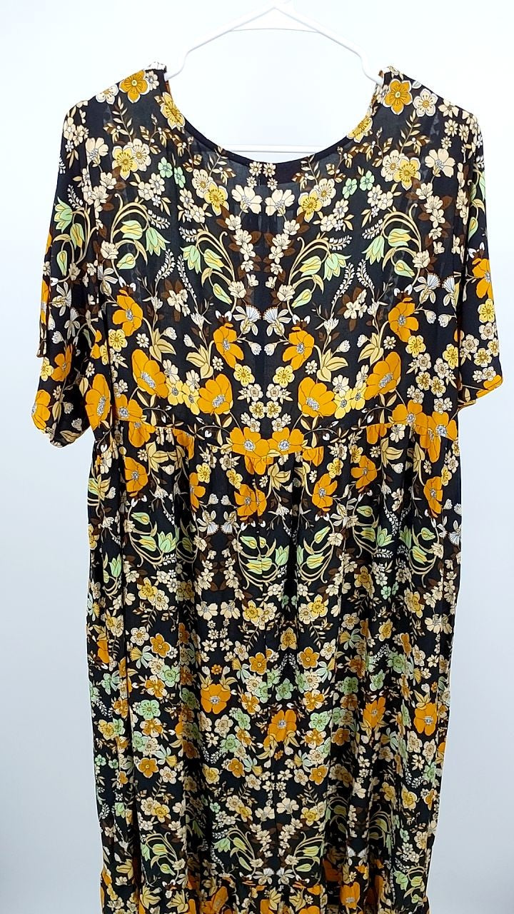 Plus Size Bohemian Floral Tiered Maxi Dress