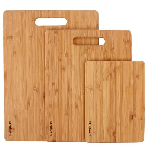 3-Piece Bamboo Cutting Board Set, Kitchen Boards for Meat & Vegetable Prep