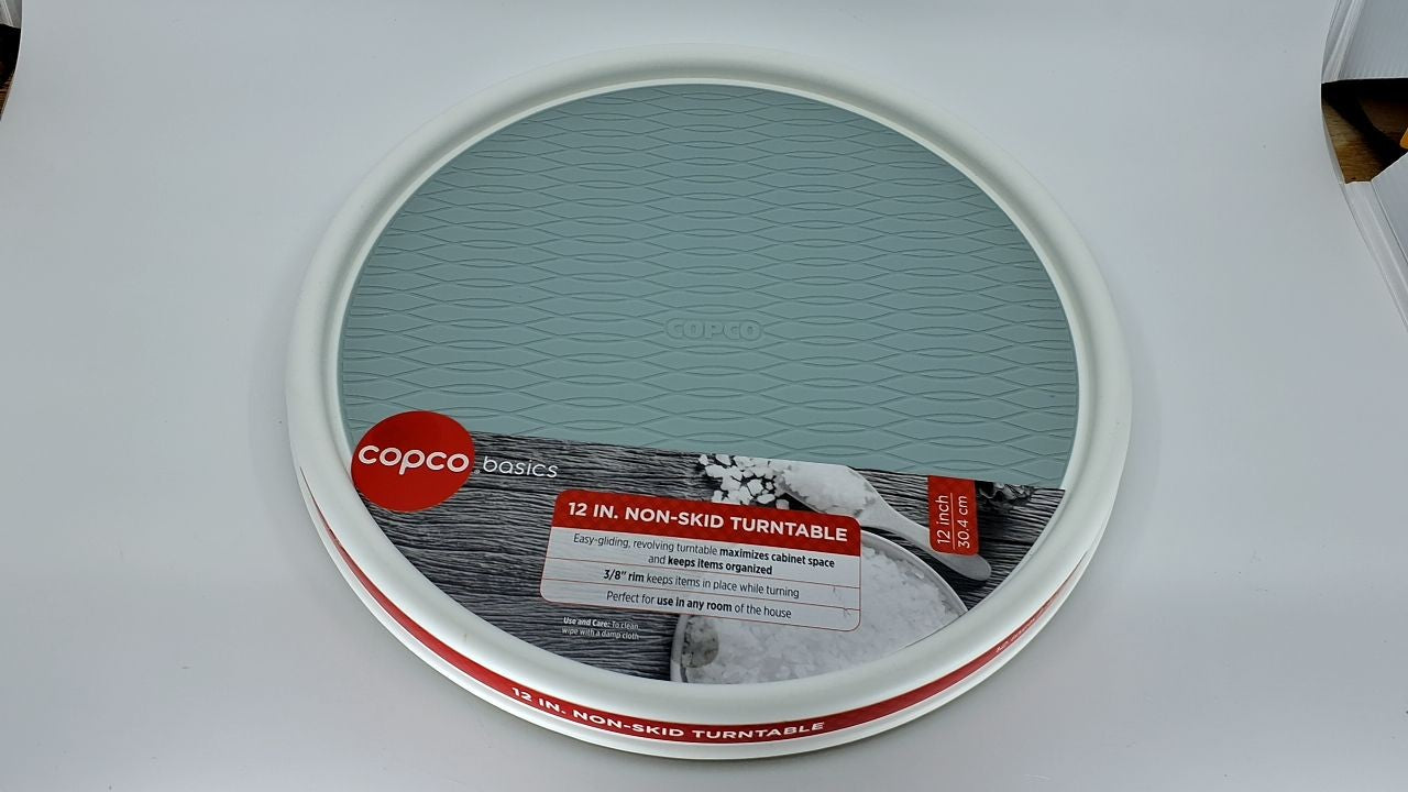 Copco Basics Non-Skid Pantry Cabinet Lazy Susan Turntable, 12-Inch, Blue